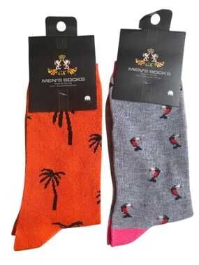 GK Men's Sock Bundle Tropical Palm & Toucan Crew Socks - NWT